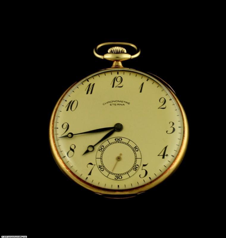 Geelgouden Eterna Chronometre zakhorloge, 14 karaat