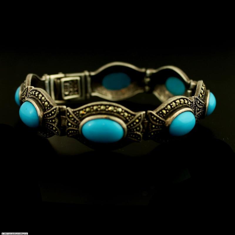 Zilveren Armband Met Turquoise en Markasiet