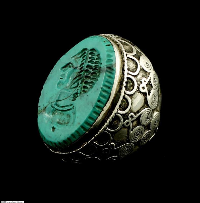 Zilveren ring, bezet met Turkoois