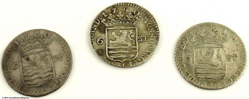 Lot: 6 stuiver scheepjesschelling Zeeland. Zeer Fraai.