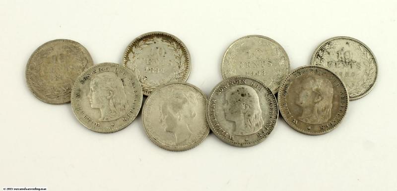 Lot: 10 cent Wilhelmina. Varieert tussen Fraai / Zeer Fraai en Zeer Fraai.
