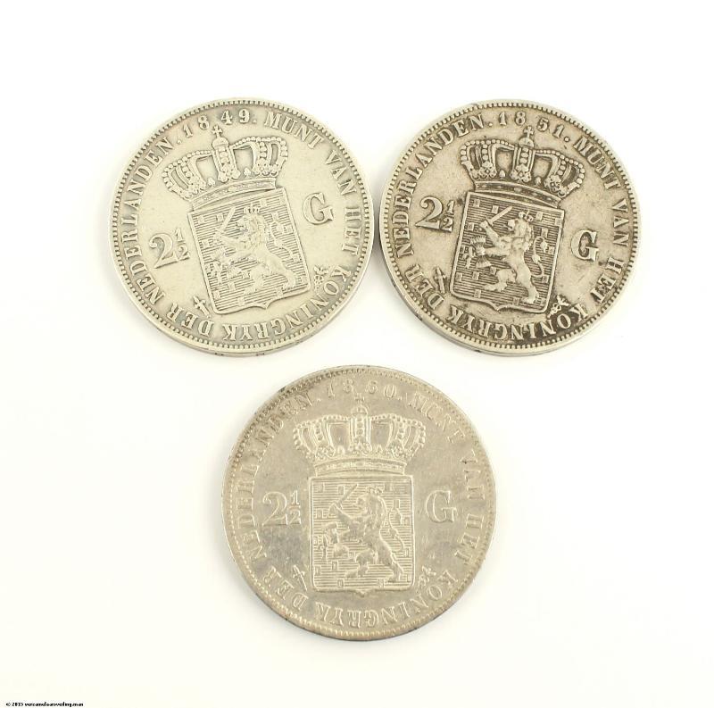 Lot: 2 1/2 gulden Willem III. Zeer Fraai +.