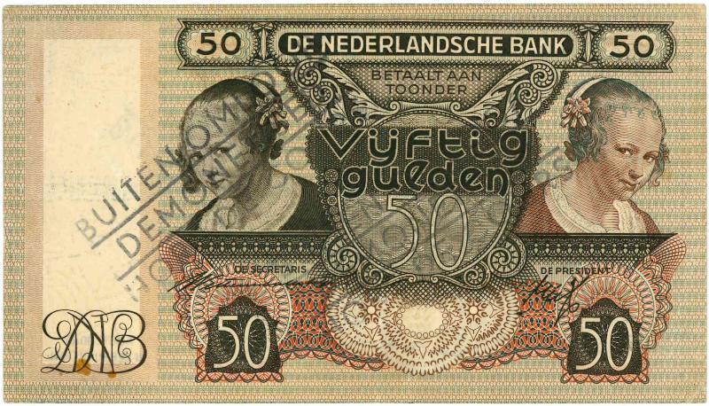 Nederland. 50 gulden. Bankbiljet. Type 1929. Minerva. - Zeer Fraai +.