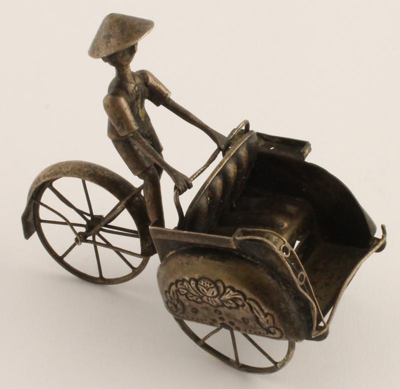 Zilveren Miniatuur Becak (fietstaxi)