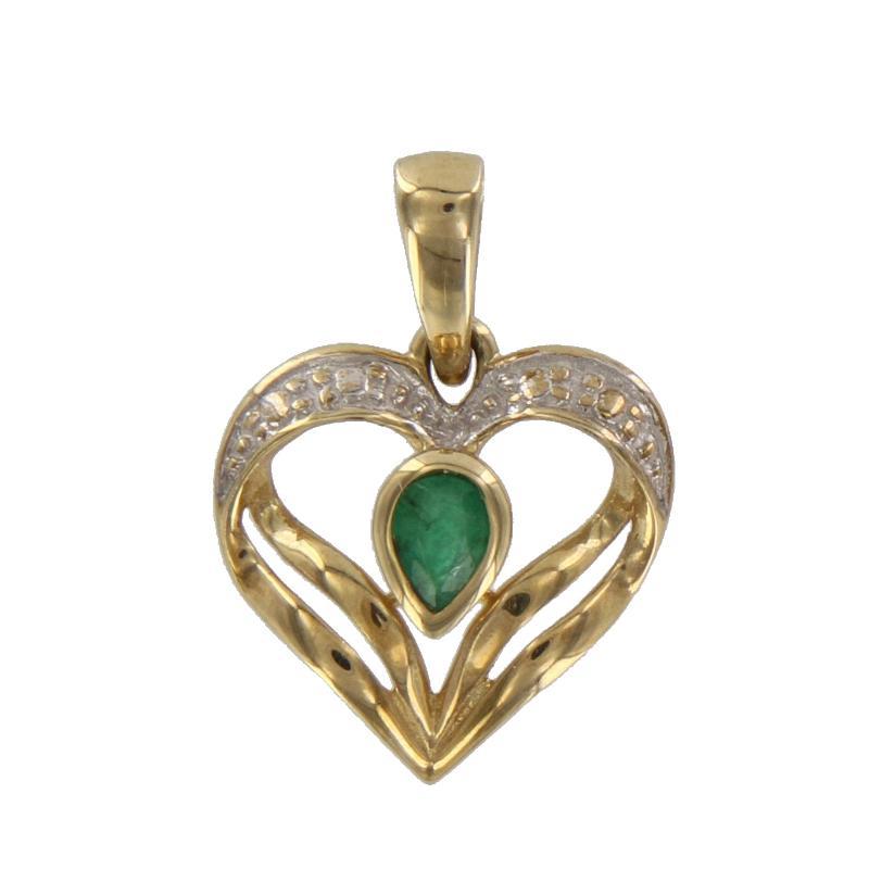 Geelgouden hanger bezet met smaragd, 8 karaat