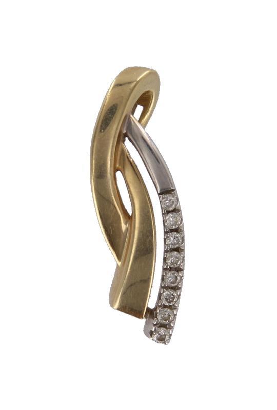 Geel- met witgouden hanger bezet met 8 briljant geslepen diamanten, 14 karaat