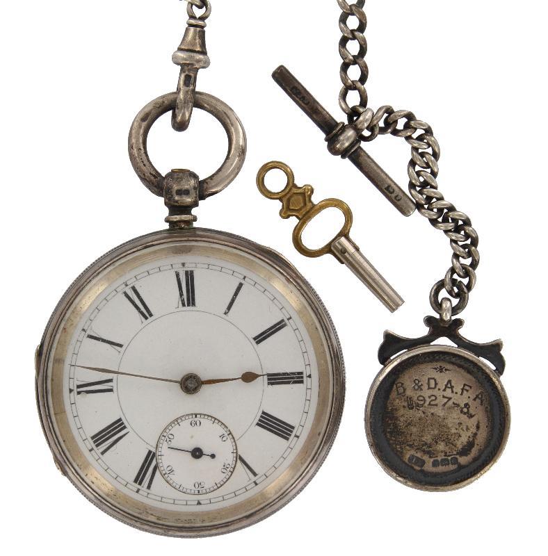 Zilveren Engels zakhorloge - inclusief sleutel - gehalte 925
