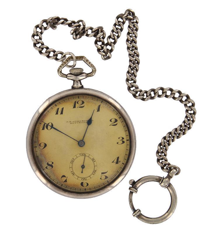 Zilveren zakhorloge A.D. Overstrijd Rotterdam met Cyma uurwerk - gehalte 800