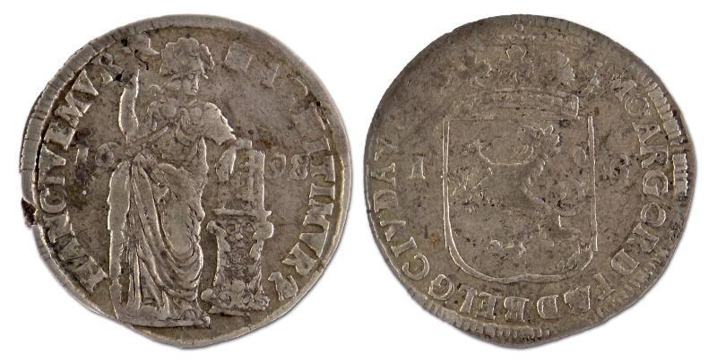 1 gulden. Deventer. 1698. Fraai / Zeer Fraai. 