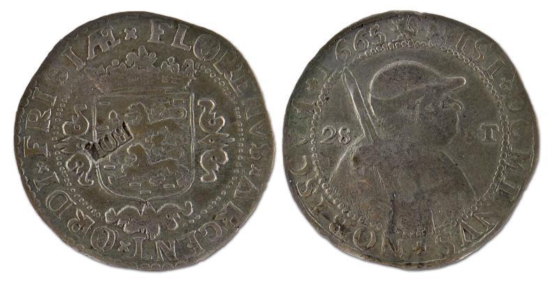 28 stuiver. Friesland. 1665. Fraai / Zeer Fraai (met klop Hol). 
