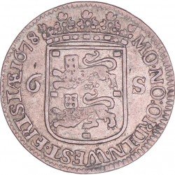 6 Stuiver of scheepjesschelling Enkhuizen 1678. Zeer Fraai.