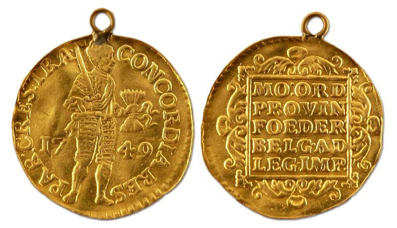 Gouden dukaat. Utrecht. 1749. Zeer Fraai (met oogje). 