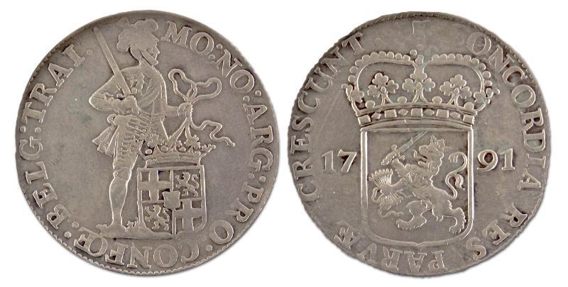 Zilveren Dukaat. Utrecht. 1791. Zeer Fraai +. 