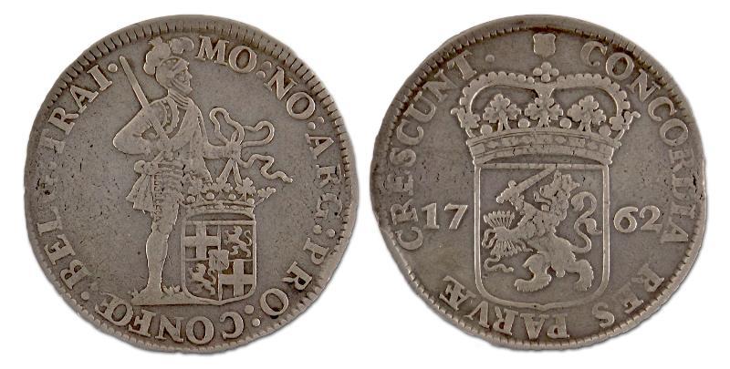 Zilveren Dukaat. Utrecht. 1762. Zeer Fraai. 