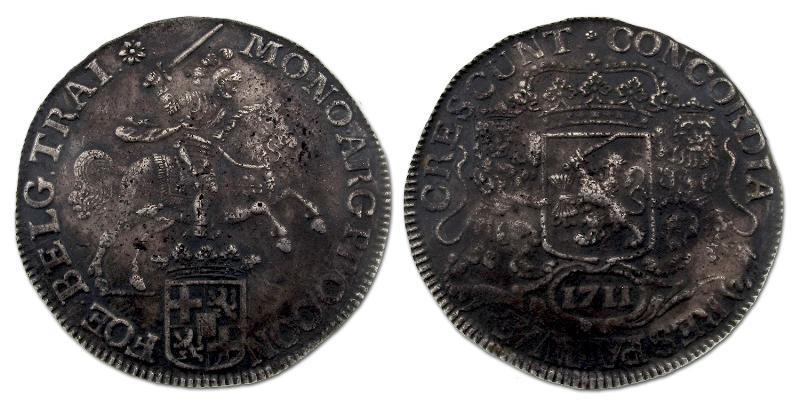 Dukaton of zilveren rijder. Utrecht. 1711. Fraai / Zeer Fraai.