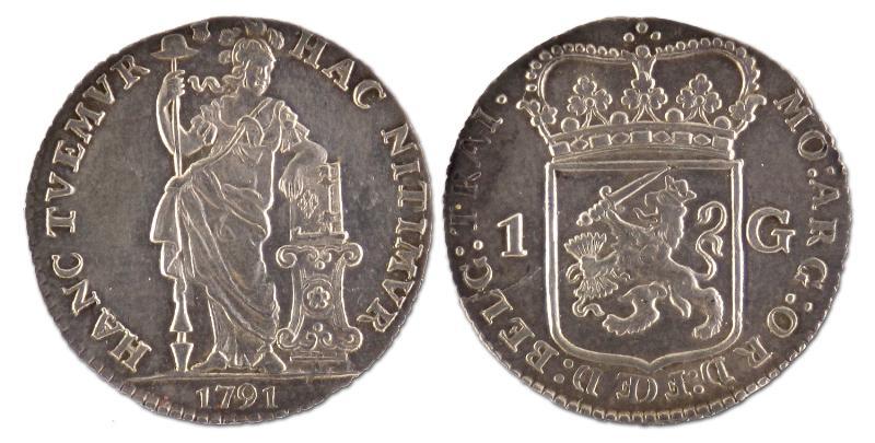 1 gulden. Utrecht. 1791. Prachtig. 