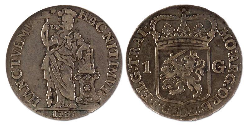 1 gulden. Utrecht. 1786. Fraai / Zeer Fraai. 