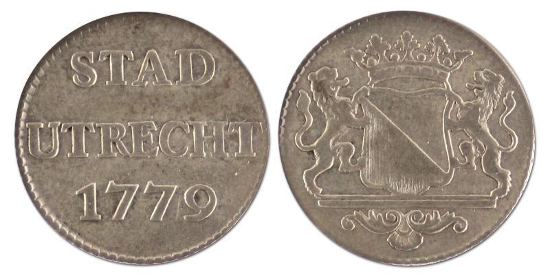 Duit afslag in zilver. Utrecht. 1779. Zeer Fraai / Prachtig. 