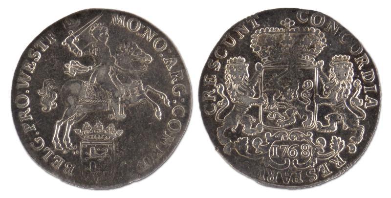 1/2 Zilveren rijder of dukaton. West-Friesland. 1768. Zeer Fraai +. 