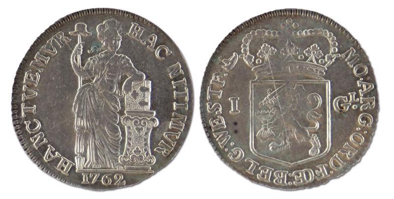 1 gulden. West-Friesland. 1762. Zeer Fraai. 