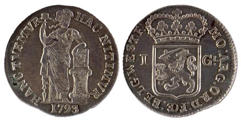 1 gulden. West-Friesland. 1793. Prachtig. 
