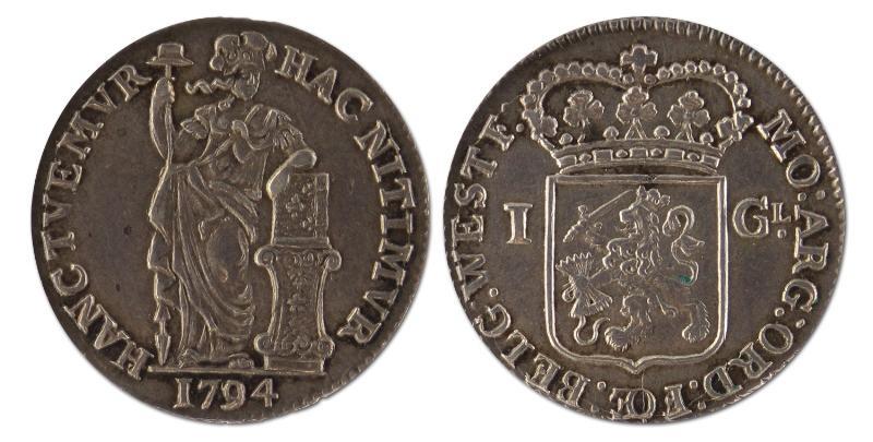 1 gulden. West-Friesland. 1794. Zeer Fraai / Prachtig. 