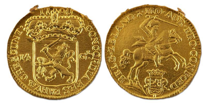 Gouden rijder van 14 gulden. Zeeland. 1760. Zeer Fraai / Prachtig (montage). 