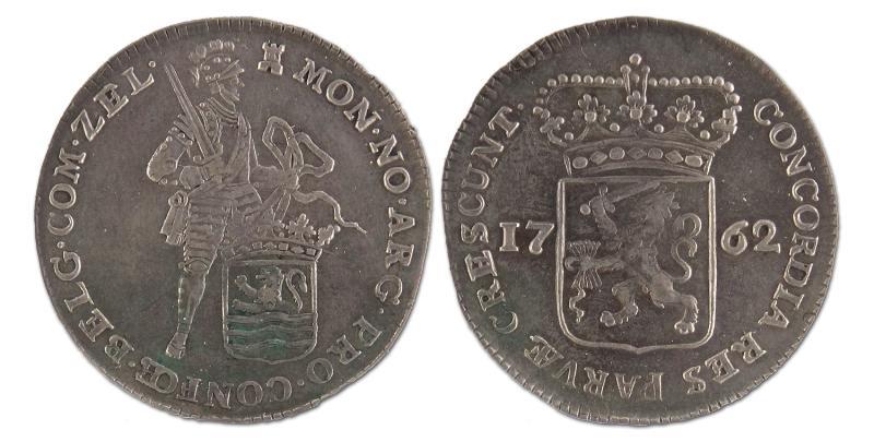1/2 zilveren dukaat. Zeeland. 1762. Zeer Fraai / Prachtig. 