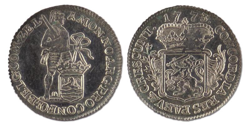 1/8 dukaat. Zeeland. 1773. Zeer Fraai / Prachtig. 