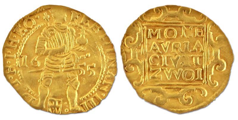 Gouden dukaat. Zwolle. 1655. Zeer Fraai +. 