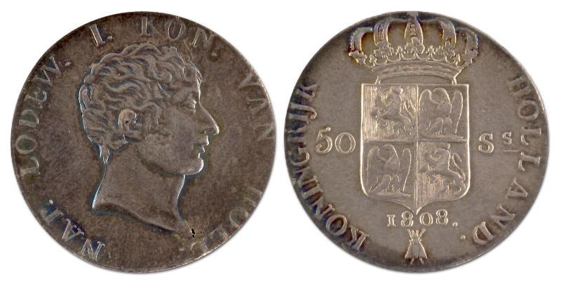 50 stuiver. Lodewijk Napoleon. 1808. Zeer Fraai / Prachtig. 