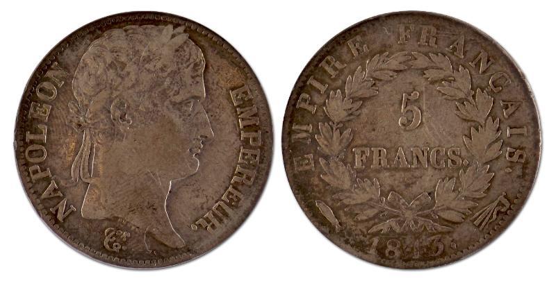 5 franc. Lodewijk Napoleon. 1813. Zeer Fraai / Prachtig. 