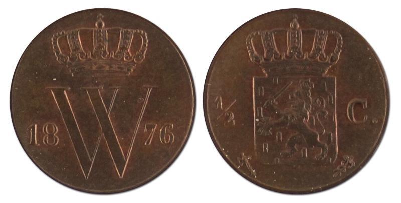 1/2 cent. Willem III. 1876. FDC. 