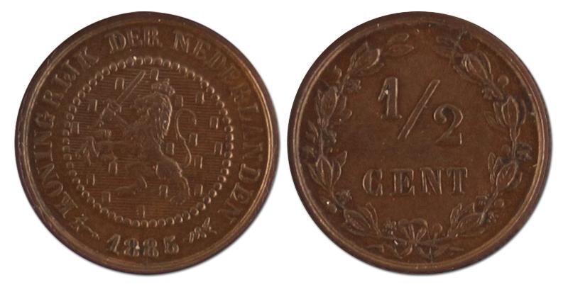 1/2 cent. Willem III. 1885. FDC. 