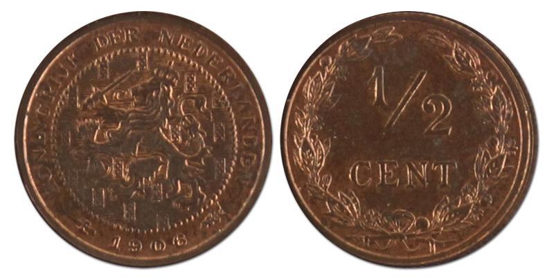 1/2 cent. Wilhelmina. 1906. FDC. 
