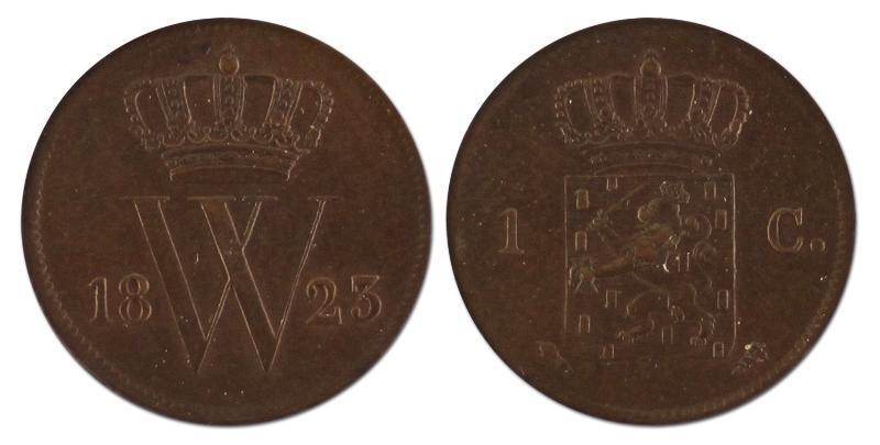 1 cent. Willem I. 1823 U. Prachtig. 