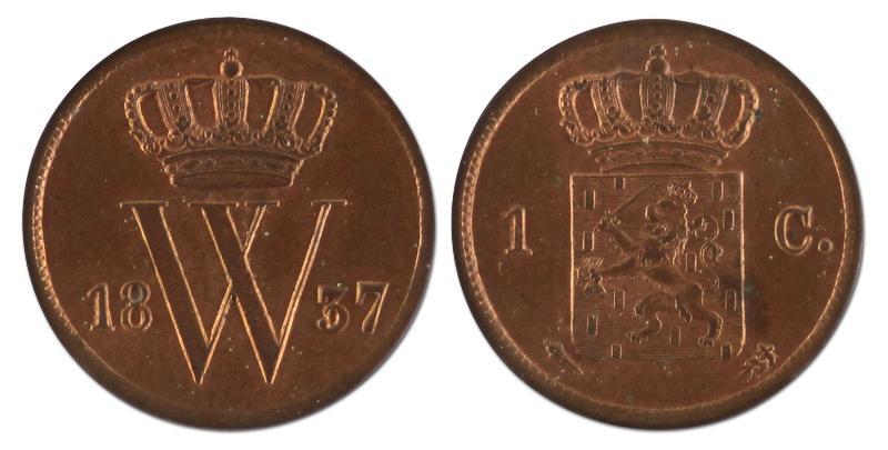 1 cent. Willem I. 1837. FDC. 