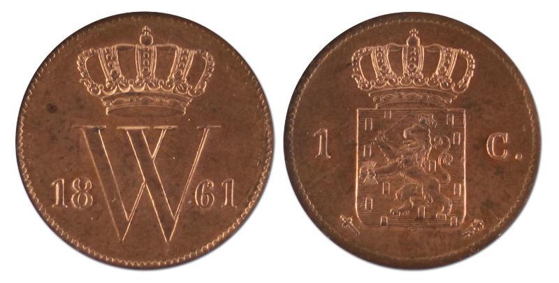 1 cent. Willem III. 1861. FDC. 