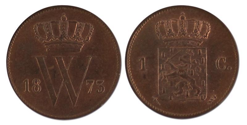 1 cent. Willem III. 1873. FDC. 
