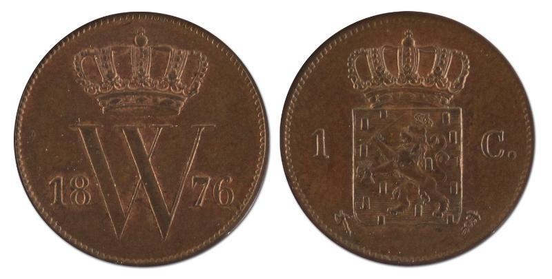 1 cent. Willem III. 1876. FDC. 