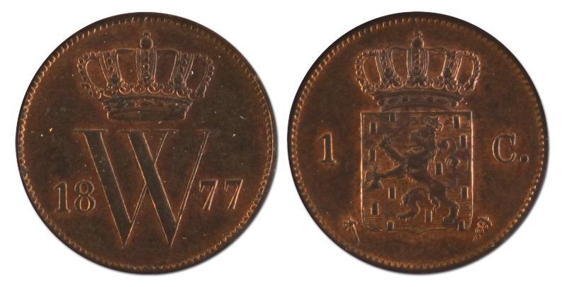 1 cent. Willem III. 1877. FDC. 