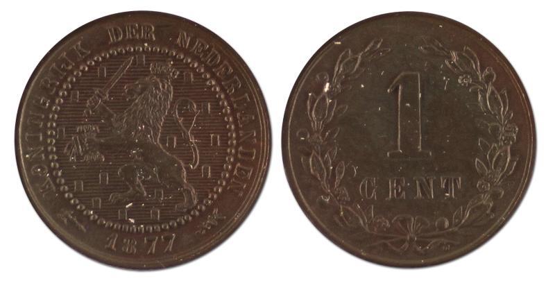 1 cent. Willem III. 1877. FDC. 