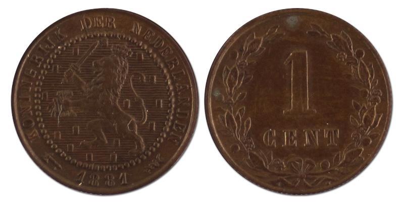 1 cent. Willem III. 1881. Prachtig +. 