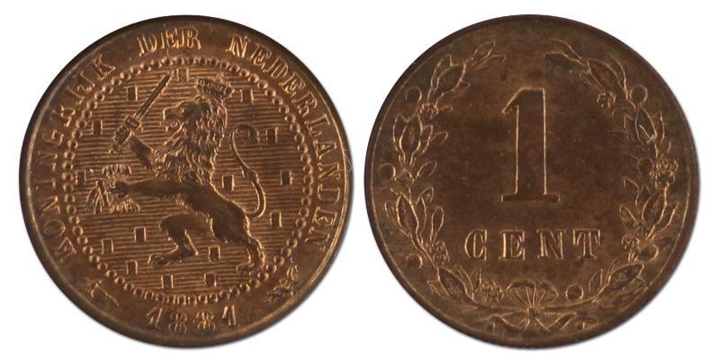 1 cent. Willem III. 1884. Prachtig / FDC. 
