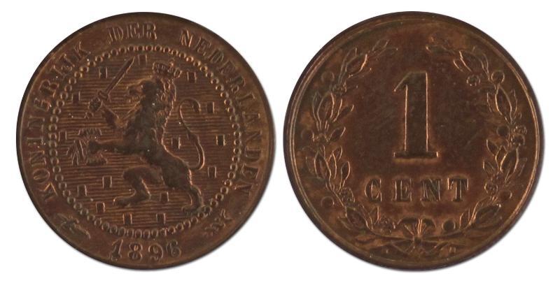 1 cent. Wilhelmina. 1896. Zeer Fraai / Prachtig. 