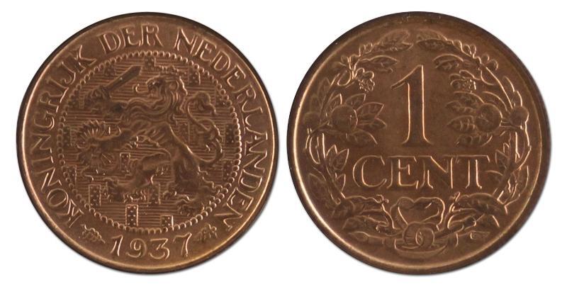 1 cent. Wilhelmina. 1937. FDC. 