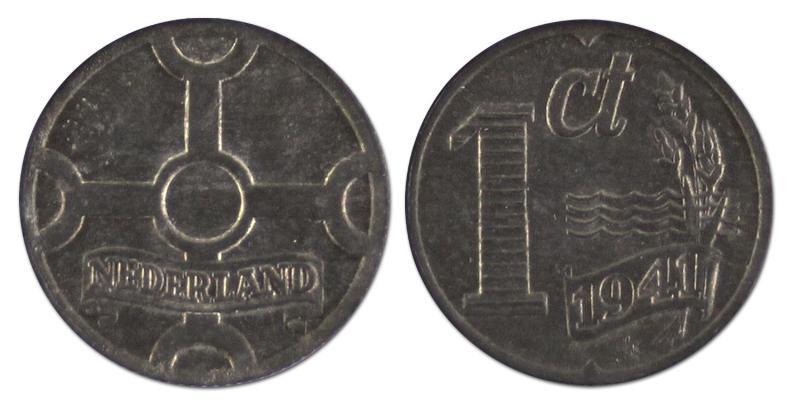 1 cent. Wilhelmina. 1941 Zink. FDC. 