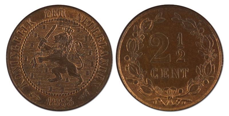 2 1/2 cent. Willem III. 1883. FDC. 