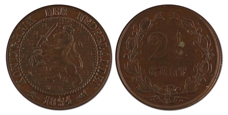 2 1/2 cent. Wilhelmina. 1894. Prachtig. 