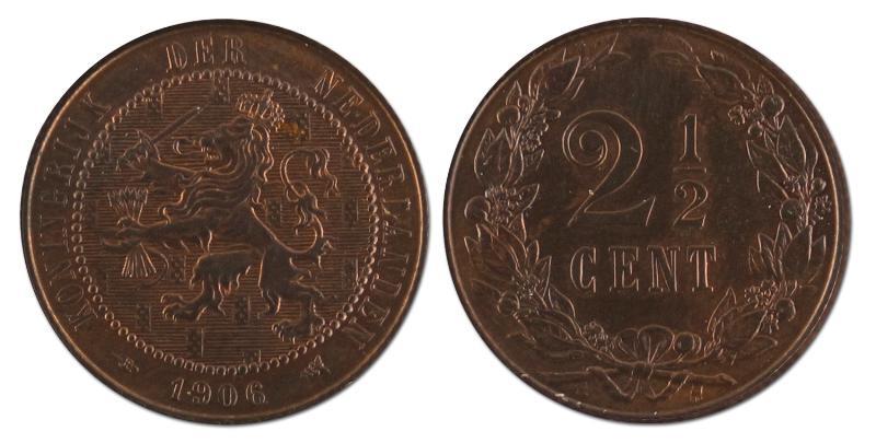 2 1/2 cent. Wilhelmina. 1906. FDC. 